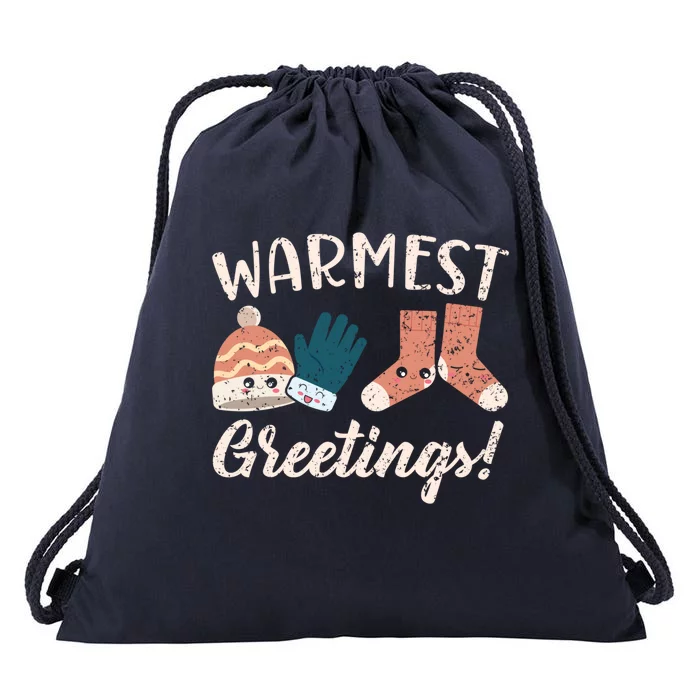 Warmest Greetings Snow Snowy Climate Winter Season Gift Drawstring Bag