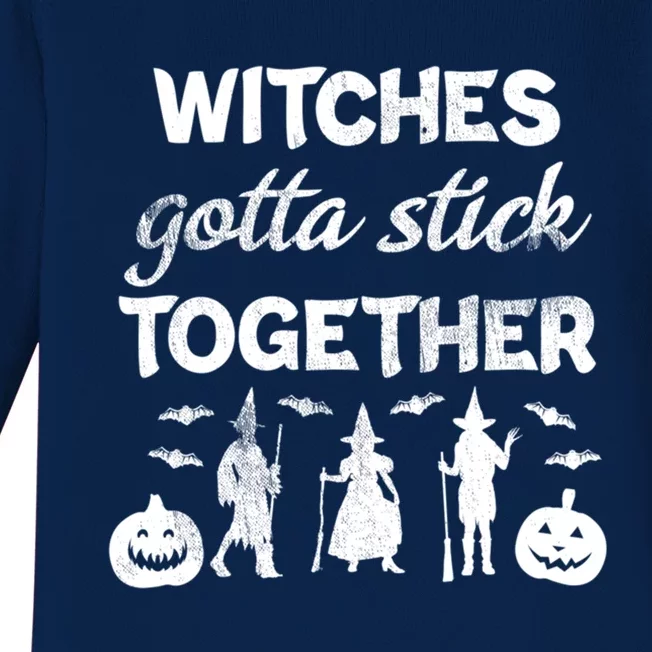 Witches Gotta Stick Together Witchy Halloween Season Gift Baby Long Sleeve Bodysuit