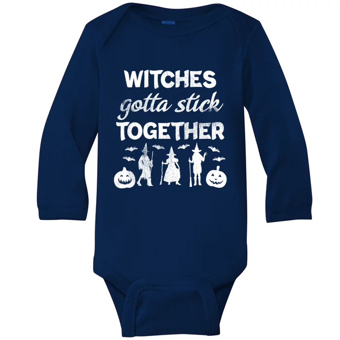 Witches Gotta Stick Together Witchy Halloween Season Gift Baby Long Sleeve Bodysuit