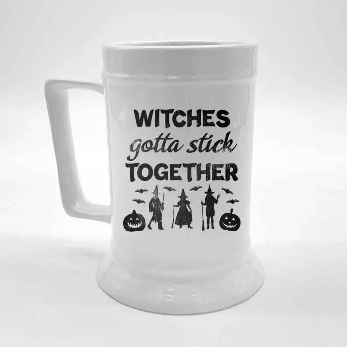 Witches Gotta Stick Together Witchy Halloween Season Gift Front & Back Beer Stein