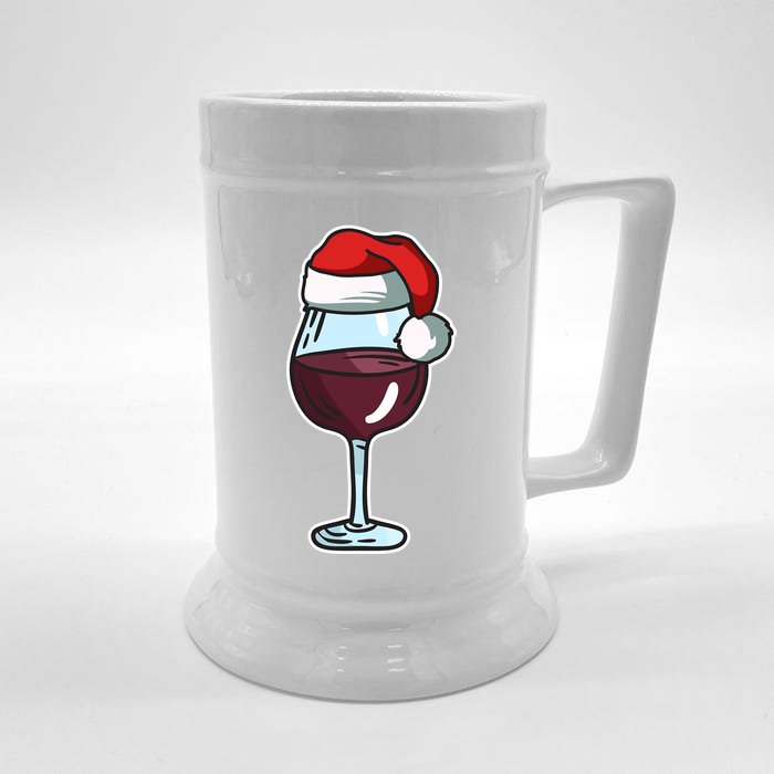 Wine Glass Santa Hat Ing Cool Christmas Funny Gift Front & Back Beer Stein