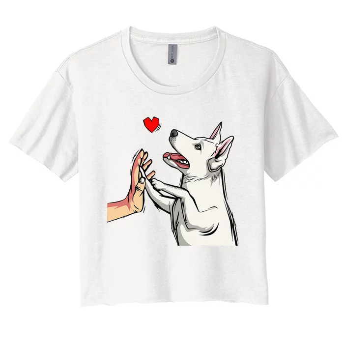 White German Shepherd Love Dog Mom Women's Crop Top Tee