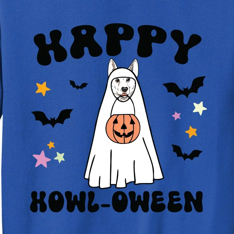 White German Shepherd Boo Ghost Dog Happy Halloween Costume Tall Sweatshirt