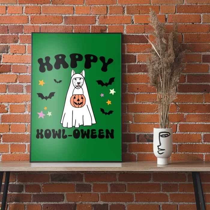 White German Shepherd Boo Ghost Dog Happy Halloween Costume Poster