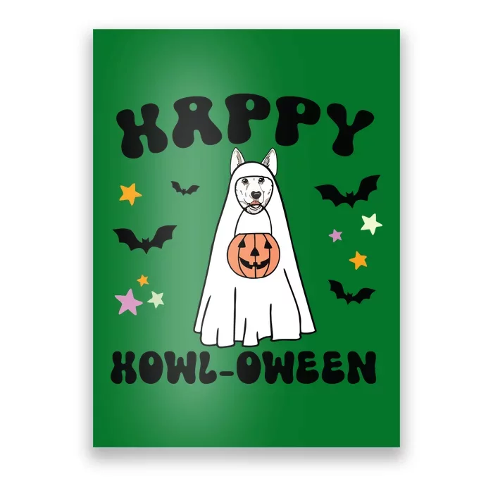 White German Shepherd Boo Ghost Dog Happy Halloween Costume Poster