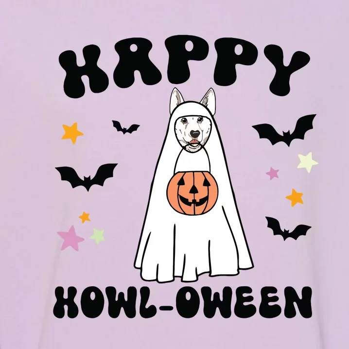 White German Shepherd Boo Ghost Dog Happy Halloween Costume Garment-Dyed Sweatshirt