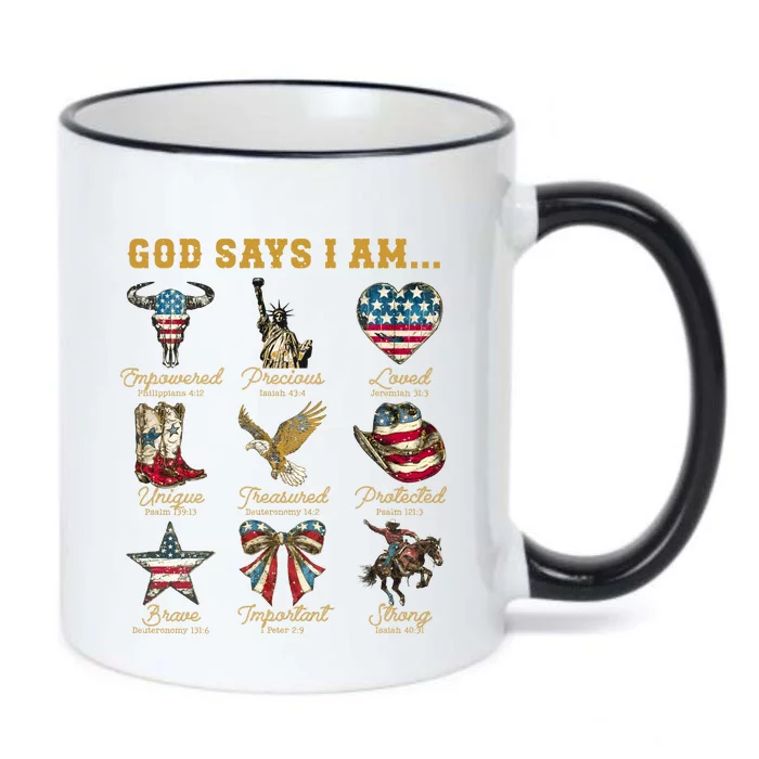 Western God Says I Am 4th Of July Distressed Black Color Changing Mug