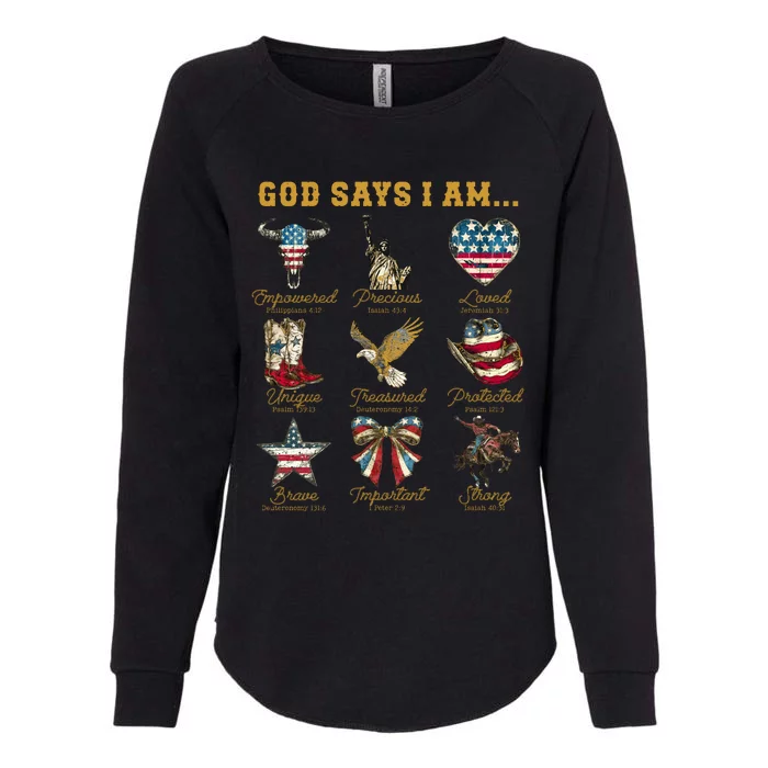 Western God Says I Am 4th Of July Distressed Womens California Wash Sweatshirt