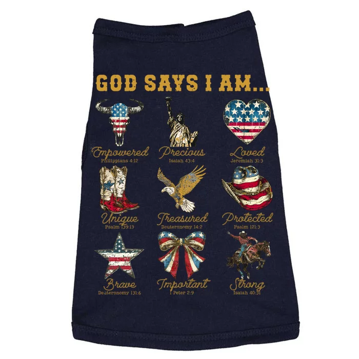 Western God Says I Am 4th Of July Distressed Doggie Tank