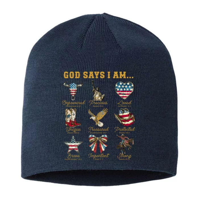 Western God Says I Am 4th Of July Distressed 8 1/2in Sustainable Knit Beanie