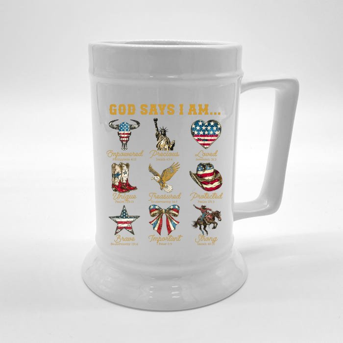 Western God Says I Am 4th Of July Distressed Front & Back Beer Stein