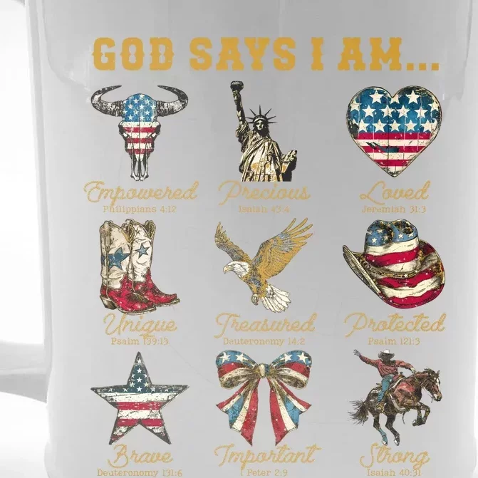 Western God Says I Am 4th Of July Distressed Front & Back Beer Stein