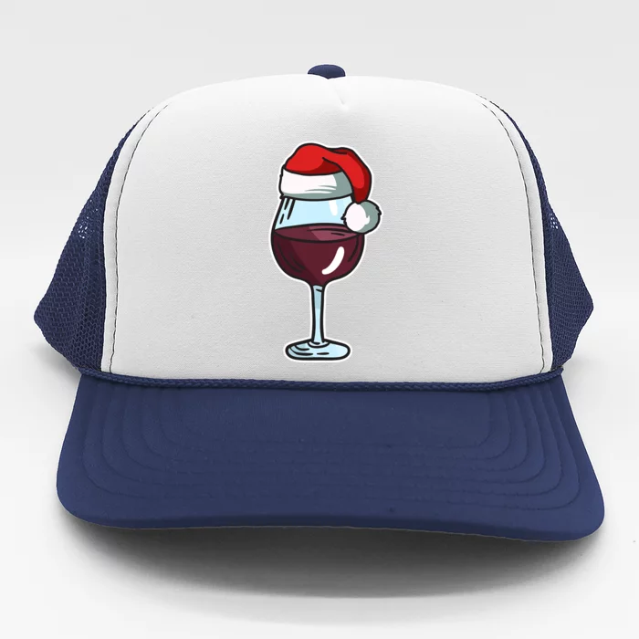 Wine Glass Santa Hat Ing Cool Christmas Funny Gift Trucker Hat