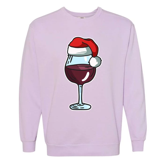 Wine Glass Santa Hat Ing Cool Christmas Funny Gift Garment-Dyed Sweatshirt