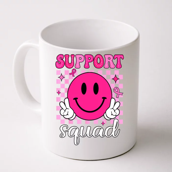 Women Groovy Support Squad Breast Cancer Awareness Gift Front & Back Coffee Mug