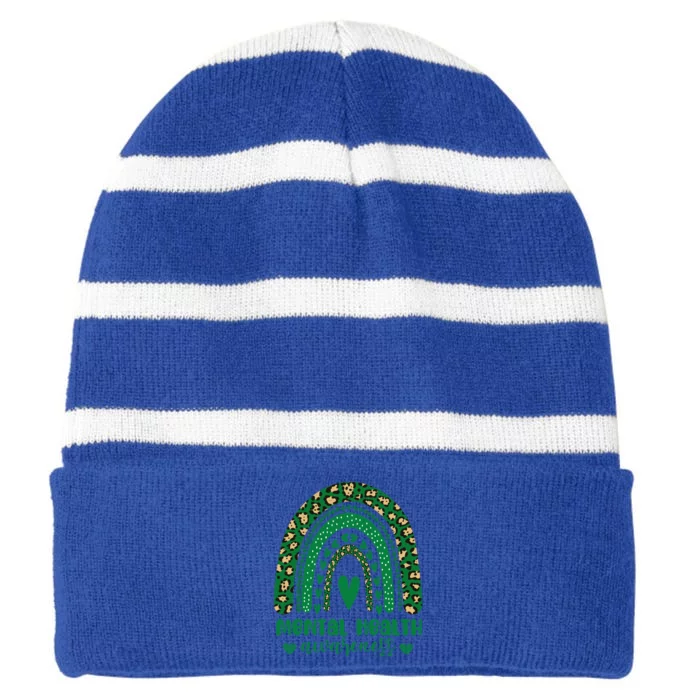 Wear Green Tal Health Matters Tal Health Awareness Gift Striped Beanie with Solid Band