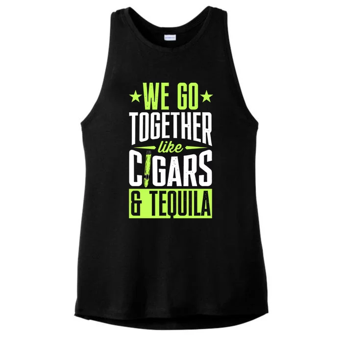 We Go Together Like Cigars And Tequila Matching Couple Gift Ladies Tri-Blend Wicking Tank