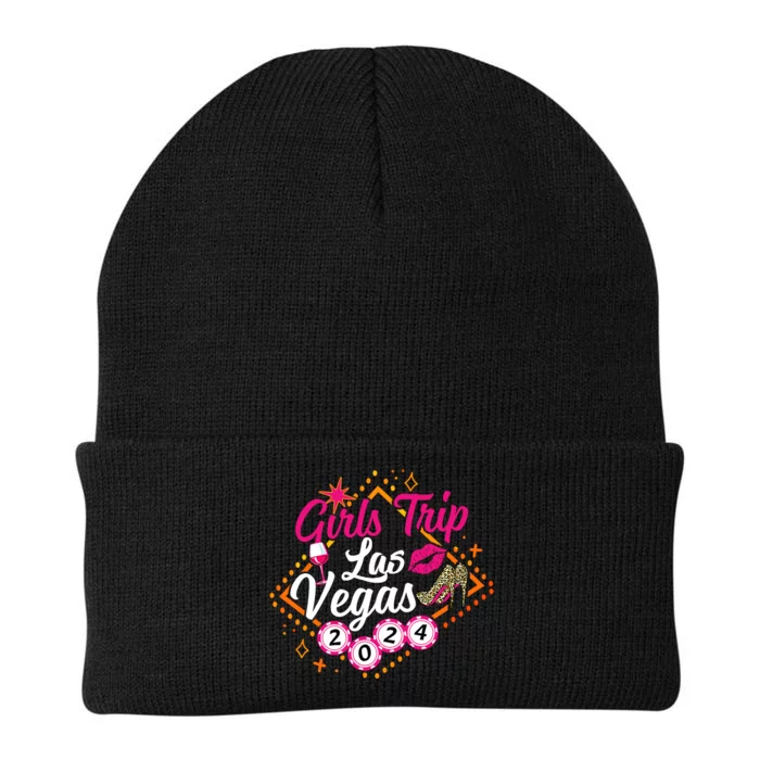 Wo Girl Trip Vegas 2024 Girl Weekend Friends Matching Knit Cap Winter Beanie