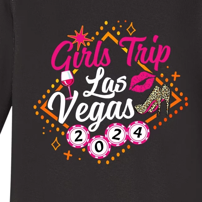 Wo Girl Trip Vegas 2024 Girl Weekend Friends Matching Baby Long Sleeve Bodysuit