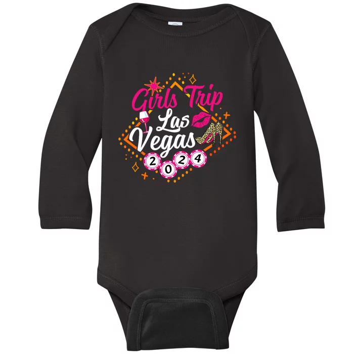 Wo Girl Trip Vegas 2024 Girl Weekend Friends Matching Baby Long Sleeve Bodysuit