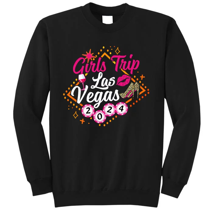 Wo Girl Trip Vegas 2024 Girl Weekend Friends Matching Tall Sweatshirt