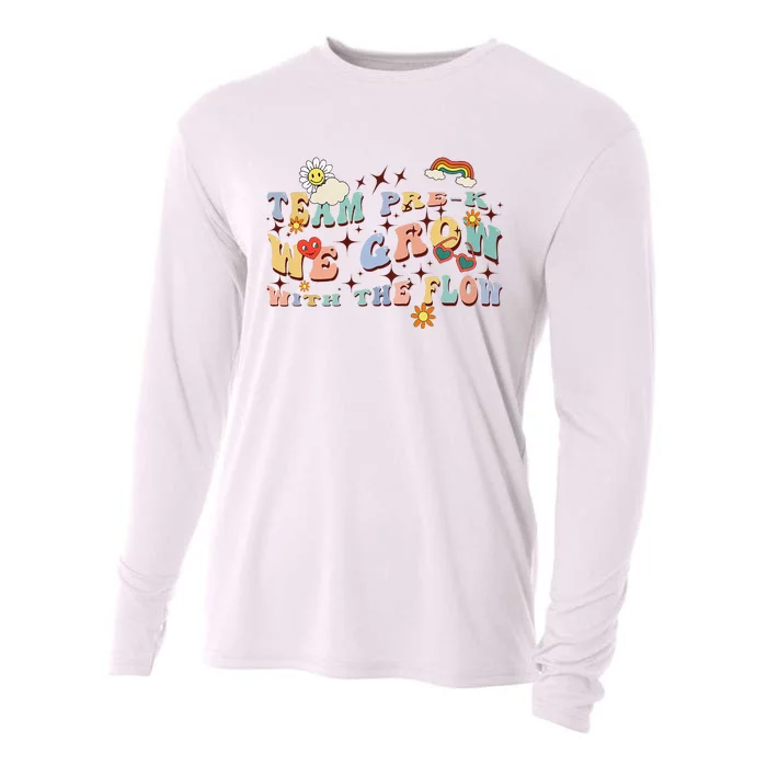 Wavy Groovy Text Team Prek Grow With The Flow Cooling Performance Long Sleeve Crew