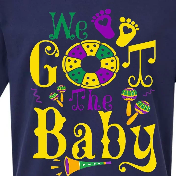 We Got The Baby Funny Pregnancy Announcement Mardi Gras Sueded Cloud Jersey T-Shirt