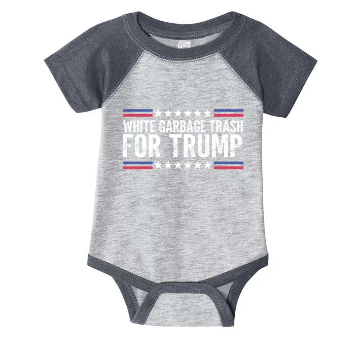 White Garbage Trash For Trump Vote Trump For President 2024 Infant Baby Jersey Bodysuit