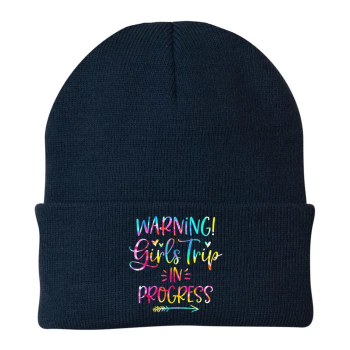 Warning girl Trip In Progress girl Trip Vacation Tie Dye Knit Cap Winter Beanie