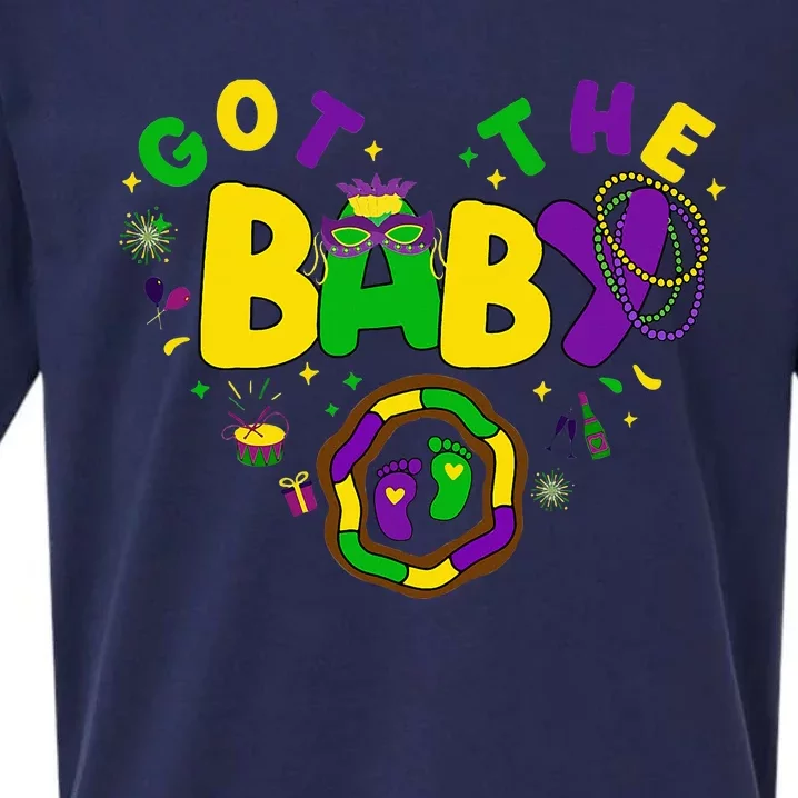 We Got The Baby Pregnancy Announcement Funny Mardi Gras Sueded Cloud Jersey T-Shirt