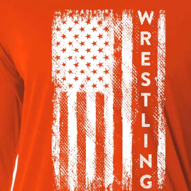 Wrestling Gift Usa American Flag Wrestling Gift Cooling Performance Long Sleeve Crew