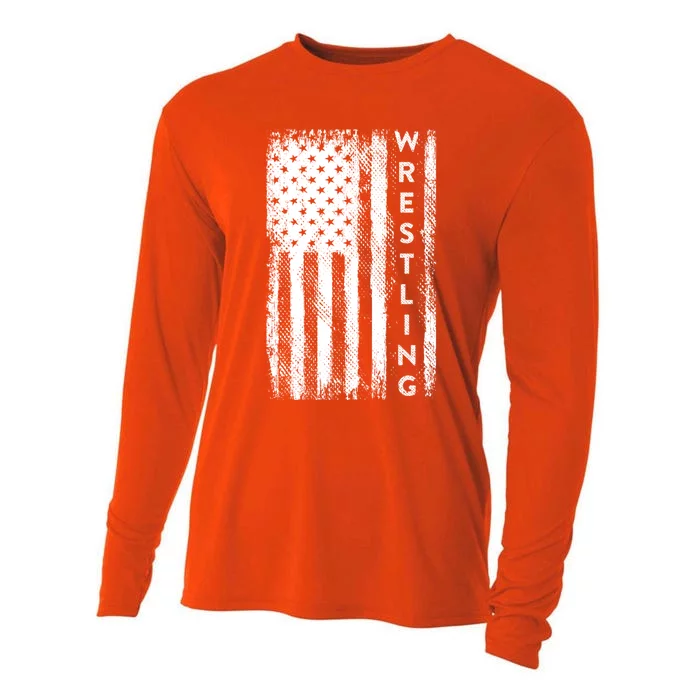 Wrestling Gift Usa American Flag Wrestling Gift Cooling Performance Long Sleeve Crew