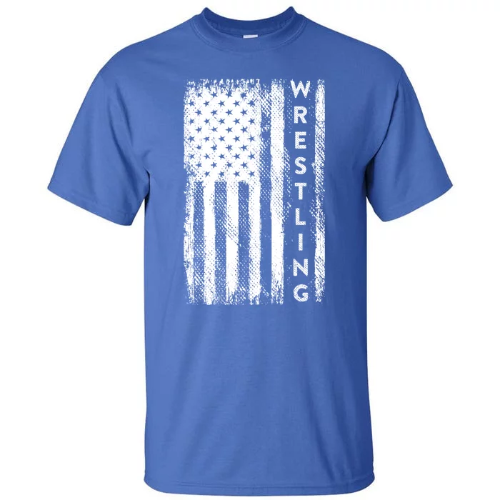 Wrestling Gift Usa American Flag Wrestling Gift Tall T-Shirt