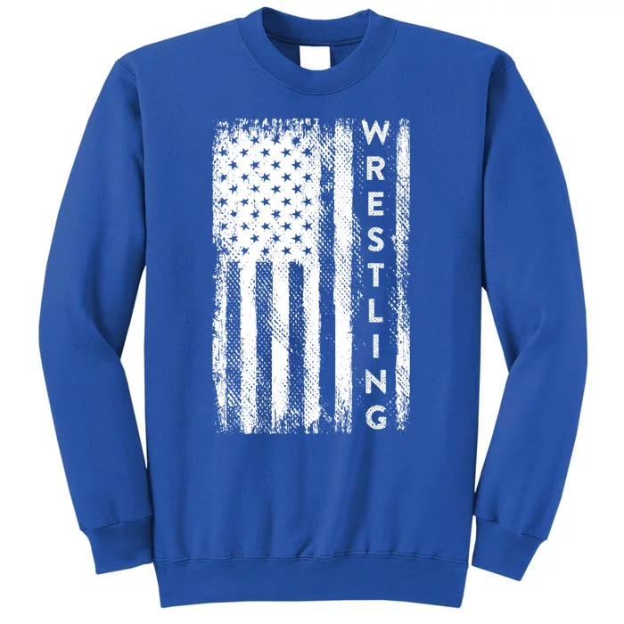 Wrestling Gift Usa American Flag Wrestling Gift Tall Sweatshirt