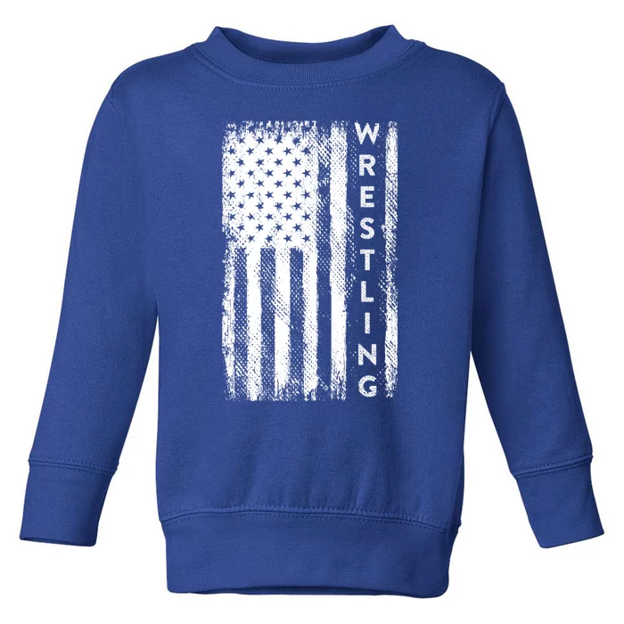 Wrestling Gift Usa American Flag Wrestling Gift Toddler Sweatshirt