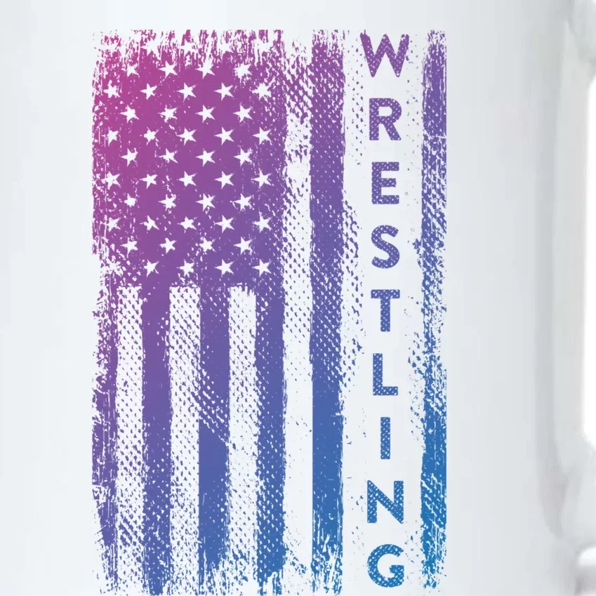 Wrestling Gift Usa American Flag Wrestling Gift Black Color Changing Mug