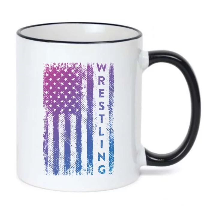 Wrestling Gift Usa American Flag Wrestling Gift Black Color Changing Mug