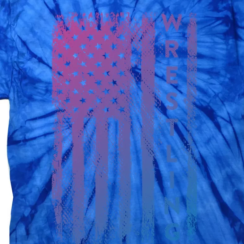 Wrestling Gift Usa American Flag Wrestling Gift Tie-Dye T-Shirt