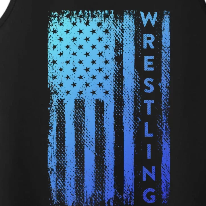 Wrestling Gift Usa American Flag Wrestling Gift Performance Tank