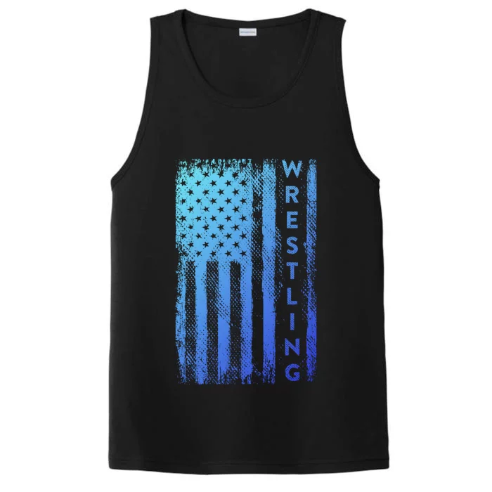 Wrestling Gift Usa American Flag Wrestling Gift Performance Tank