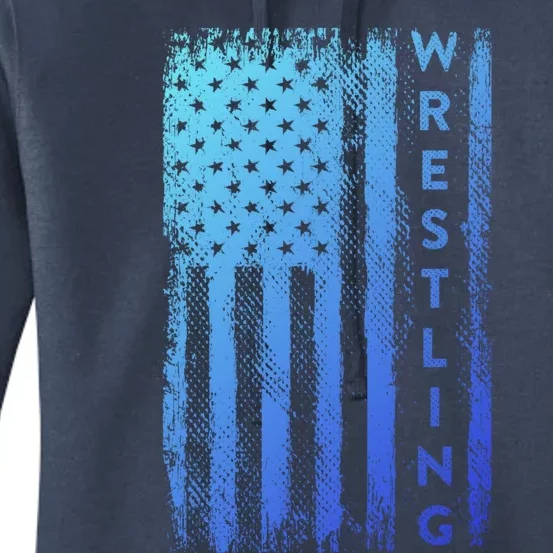 Wrestling Gift Usa American Flag Wrestling Gift Women's Pullover Hoodie