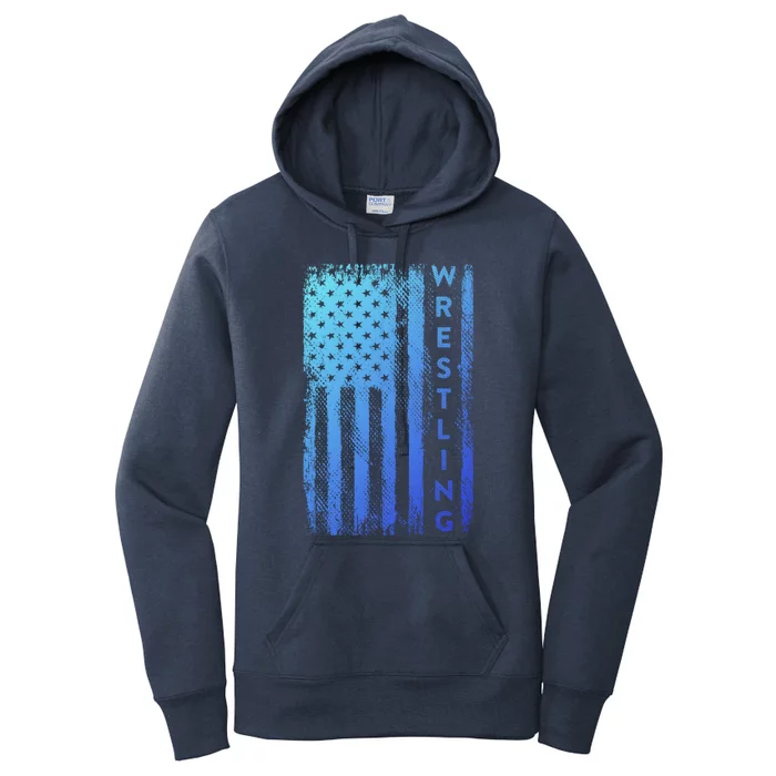 Wrestling Gift Usa American Flag Wrestling Gift Women's Pullover Hoodie