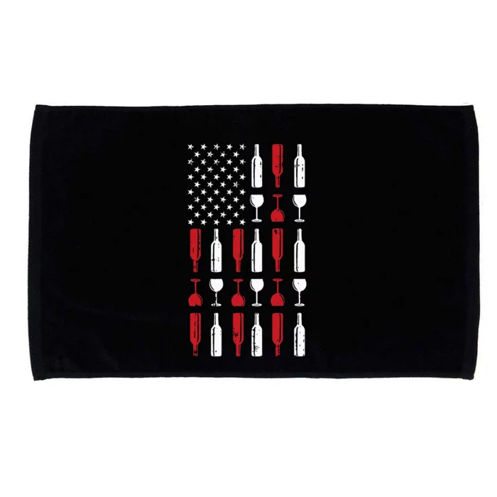 Wine Glass Vintage Usa Flag Patriotic Drinker Microfiber Hand Towel