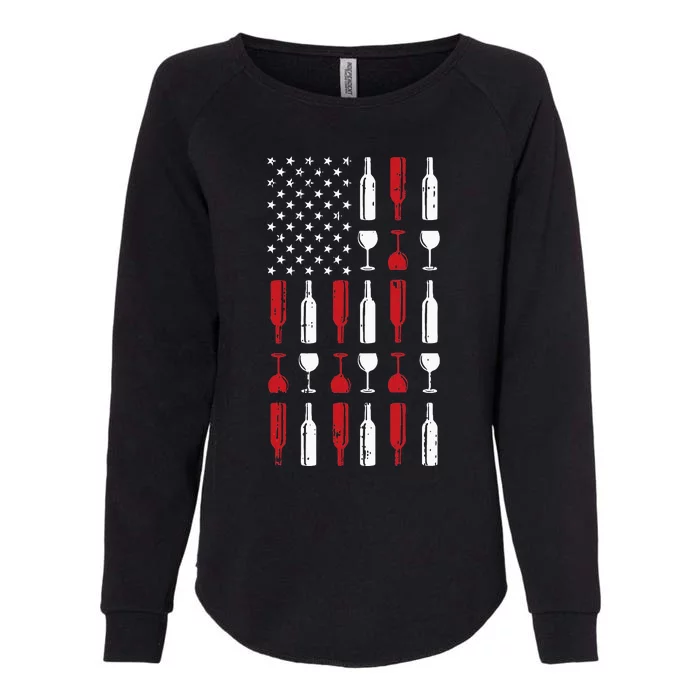 Wine Glass Vintage Usa Flag Patriotic Drinker Womens California Wash Sweatshirt