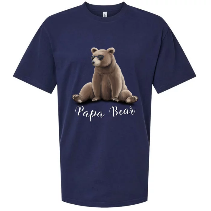 Watercolor Grizzly Wearing Sunglasses Fathers Day Papa Bear Funny Gift Sueded Cloud Jersey T-Shirt