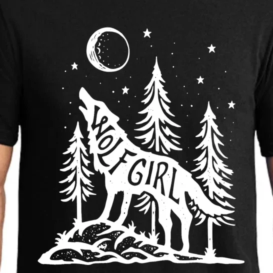 Wolf Girl Who Loves Wolves Funny Animal Lovers Women Outdoor TShirt Pajama Set