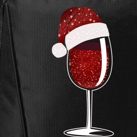 Wine Glass With Red Wine And Santa Hat Wine Meaningful Gift City Backpack