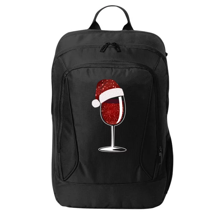 Wine Glass With Red Wine And Santa Hat Wine Meaningful Gift City Backpack