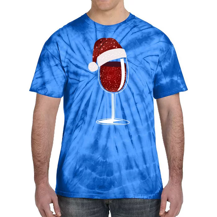 Wine Glass With Red Wine And Santa Hat Wine Meaningful Gift Tie-Dye T-Shirt