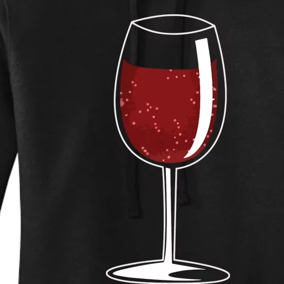 Wine Glass With Red Wine Women's Pullover Hoodie